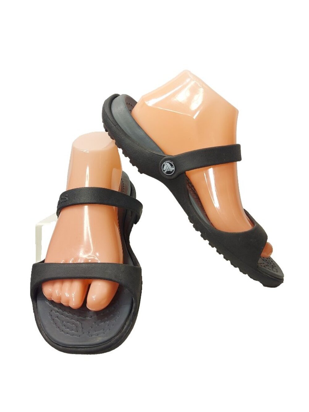 Crocs Cleo Sandals Black Slides Size 11 Womens Pool Beach Shoes Double Strap